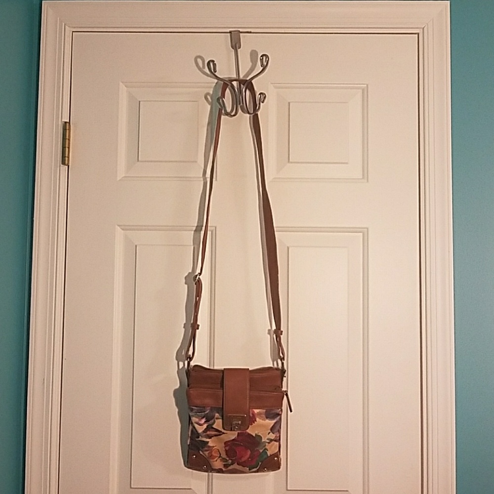 Faux leather floral patterned crossbody
